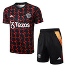 Conjunto Manchester United Treino Camisa manga curta + short 24/25 - Masculino Adidas - Preto e vermelho