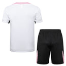 Conjunto Paris Saint-Germain Treino Camisa manga curta + short 24/25 - Masculino Jordan - Branco (Ombros Rosa)