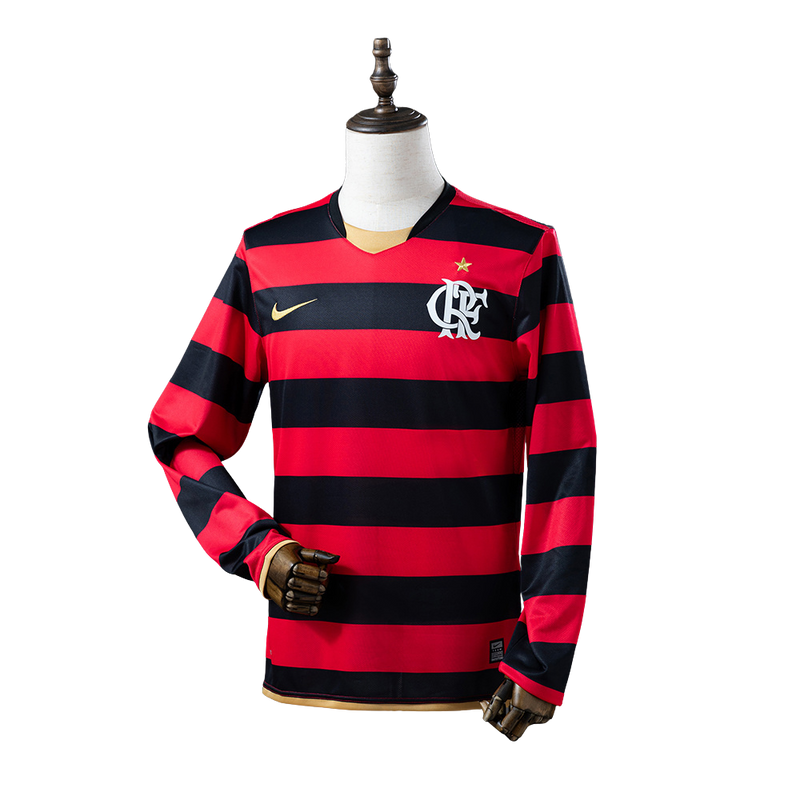 Camisa Flamengo Manga longa Retrô 2009 Nike - Vermelha e Preta