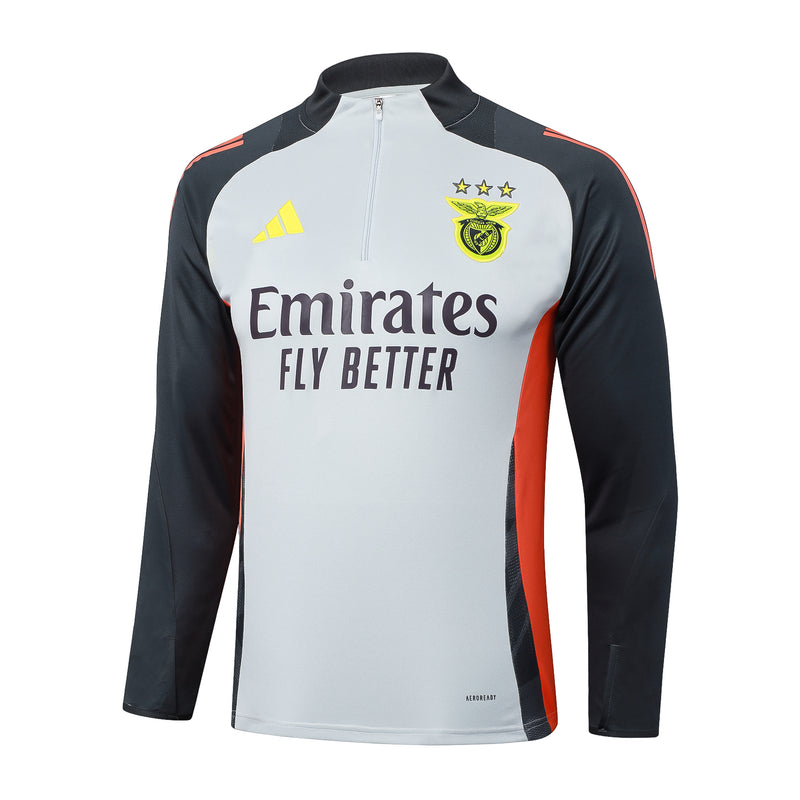 Conjunto Benfica Treino 24/25 - Masculino Adidas - Cinza Preto Laranja e Vermelho