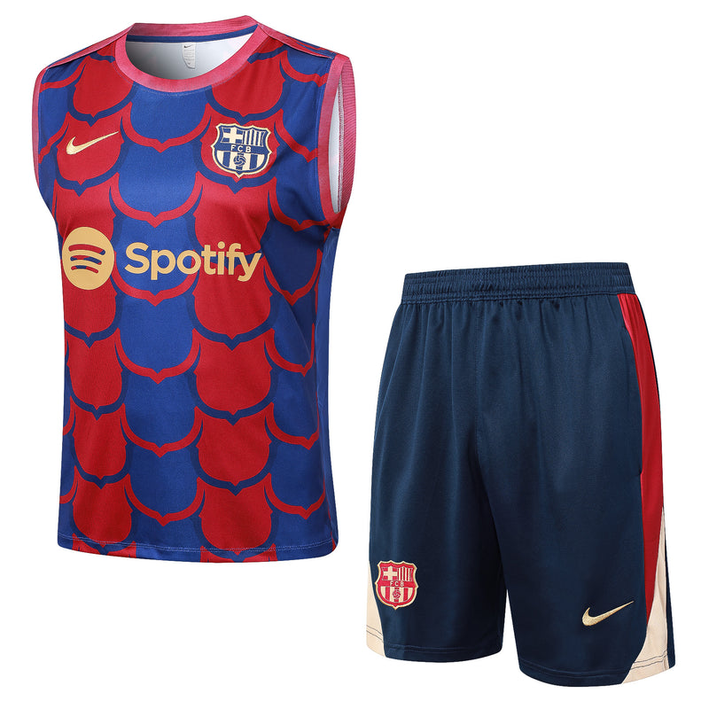 Conjunto Barcelona Treino Camisa Regata + short 24/25 - Masculino Nike - vermelho e azul