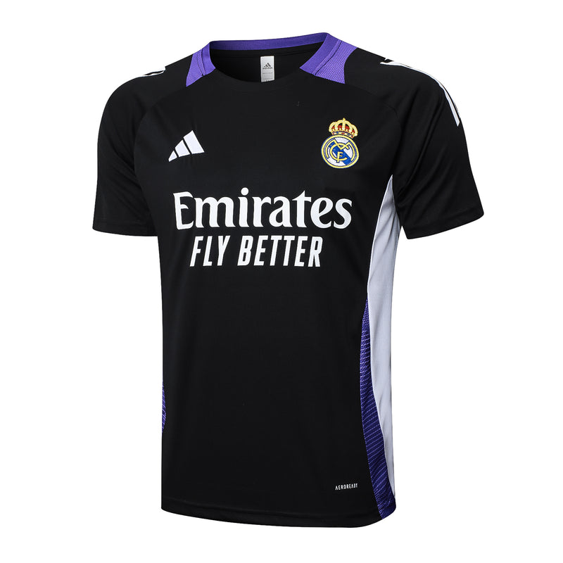 Conjunto Real Madrid Treino Camisa + short 24/25 - Masculino Adidas - Preta com detalhes roxo