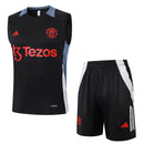 Conjunto Manchester United Treino Camisa Regata + short 24/25 - Masculino Adidas - Preto