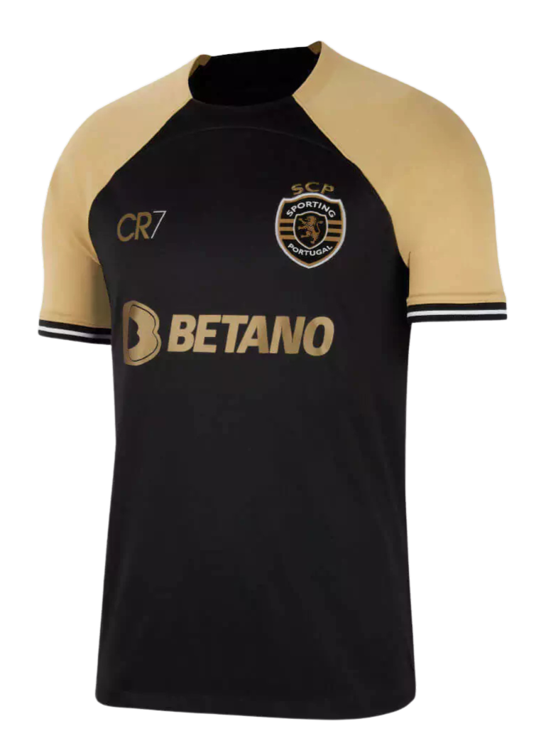 Camisa Sporting CP III 23/24 - Torcedor Nike Masculina - Preta com detalhes em dourado