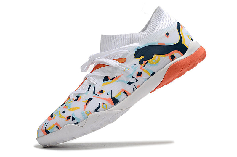 Chuteiras de futebol Puma Future X Powercat Tokyo Match TF - Branco/Laranja