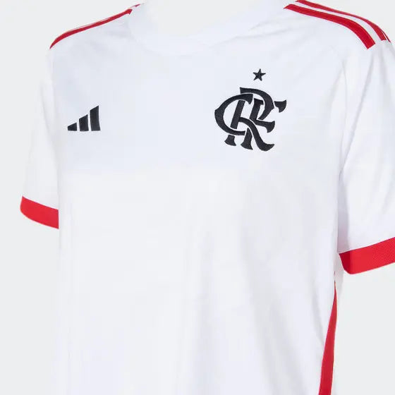 Camisa Flamengo II 24/25 - Torcedor Adidas Feminina - Branca com detalhes em vermelho