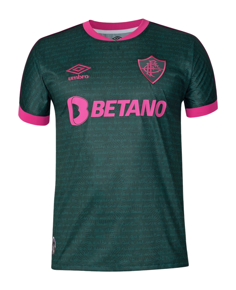 Camisa Fluminense II Edição Especial Cartola 23/24 - Torcedor Umbro Masculina - Verde com detalhes em rosa