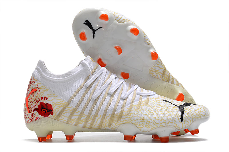 Chuteira de Campo Puma Future Z 1.3 Teazer FG - Branco/Laranja