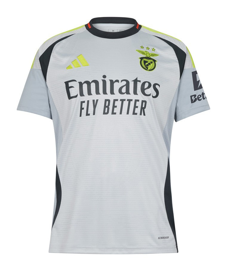 Camisa Benfica Ill 24/25 - Torcedor Adidas Masculina - Cinza / Preto / Amarelo