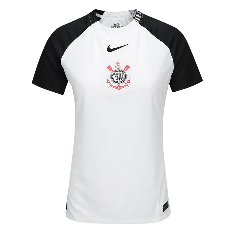 Camisa Corinthians I 25/26 - Torcedor Nike Feminina - Branca com detalhes em preto