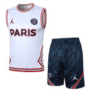 Paris Saint-Germain Training Set Tank Top Shirt + Shorts 23/24 - Men's Jordan - White and Blue