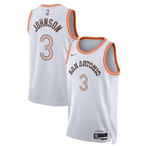 Camisa NBA Keldon Johnson - San Antonio Spurs - 23/24 - Branco - Edição Cidade