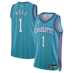 Camisa NBA LaMelo Ball - Charlotte Hornets - Jordan Brand 23/24 - Edição Clássica - Azul Petróleo