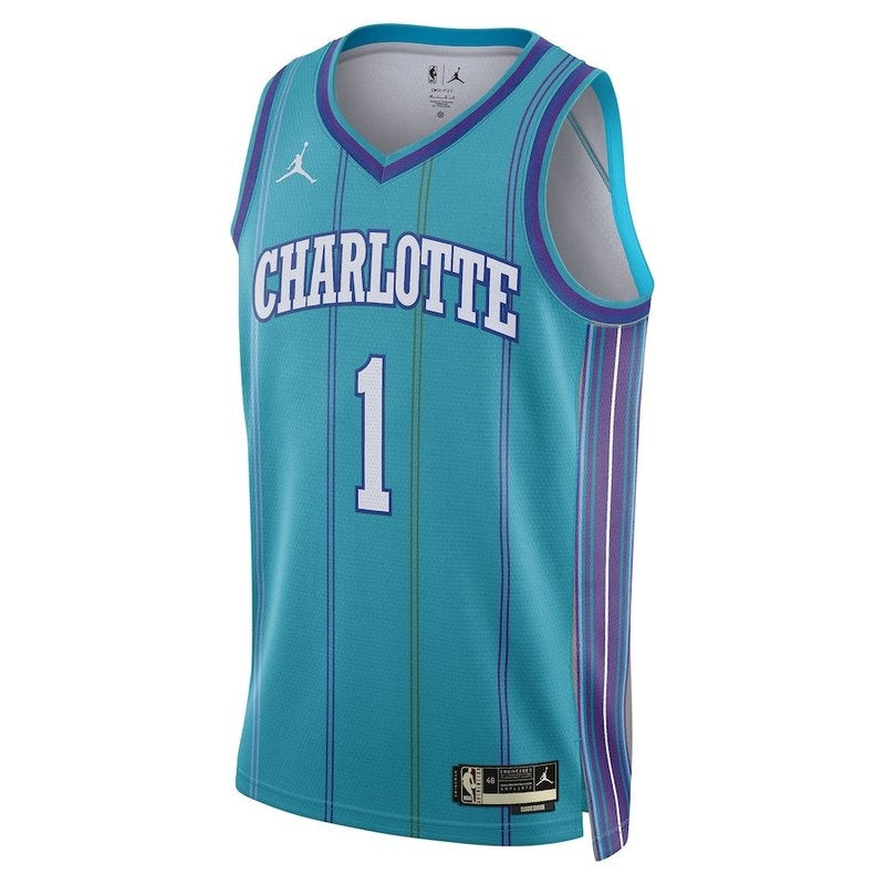 Camisa NBA LaMelo Ball - Charlotte Hornets - Jordan Brand 23/24 - Edição Clássica - Azul Petróleo
