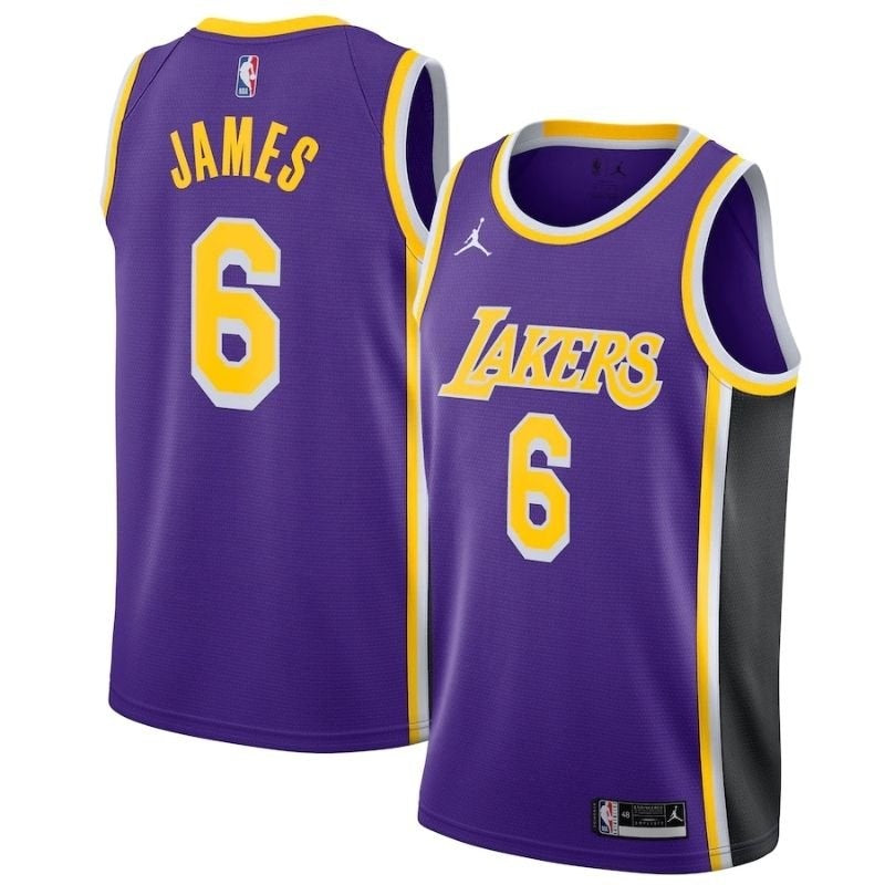 Camisa NBA - Los Angeles Lakers - LeBron James Roxo #6 2021/22 Jogador