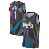 Camisa NBA Mikal Bridges - Brooklyn Nets - 23/24 - Preto - Edição Cidade