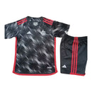 Kit Infantil Flamengo III 24/25 - Adidas - Cinza com detalhes em vermelho