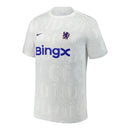 Camisa Chelsea Pré-jogo 25/26 - Torcedor Nike Masculina - Branca com detalhes em cinza