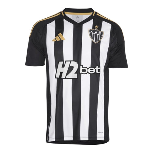 Camisa Atlético Mineiro I 25/26 - Torcedor Adidas Masculina - Preta com listras brancas com detalhes em amarelo