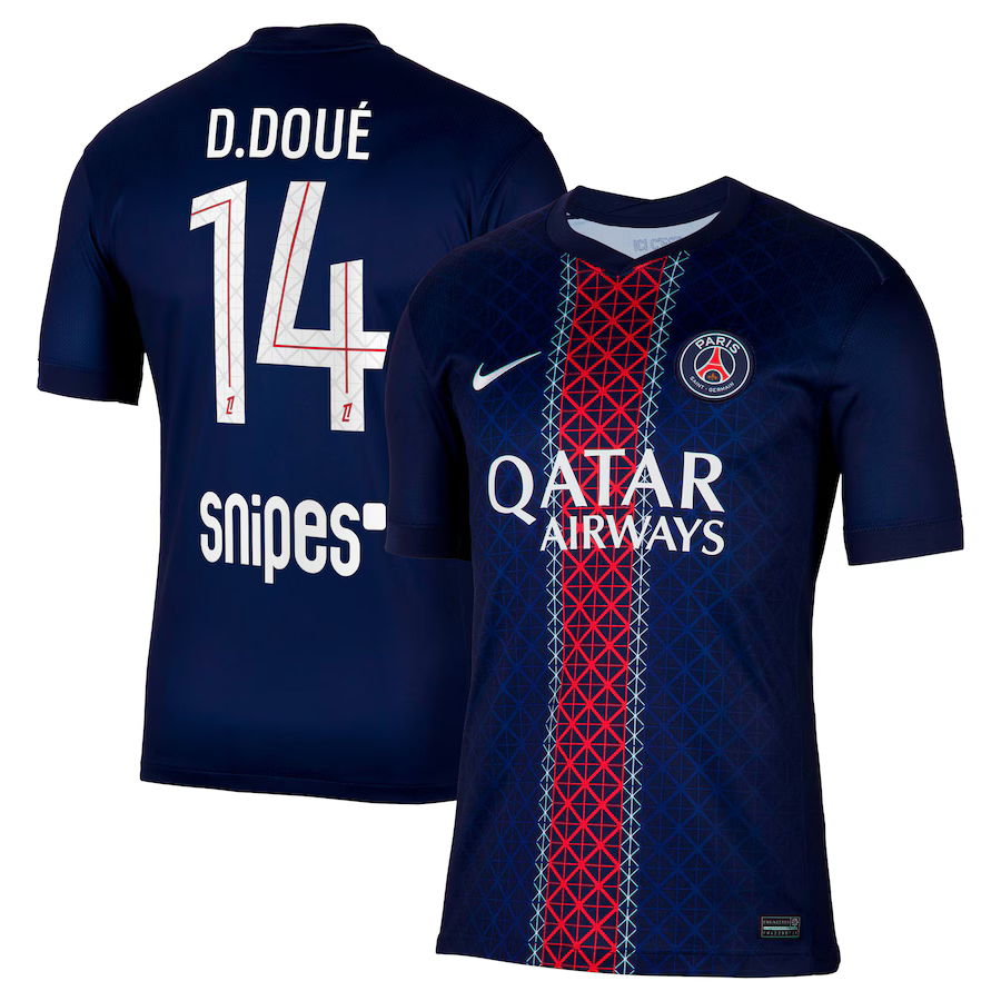 Camisa D. Doué - Paris Saint-Germain (PSG) 25/26 I Home - Versão Torcedor