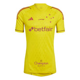 Camisa Cruzeiro 24/25 Goleiro - Amarelo - Todos os Patrocínios - Versão Torcedor
