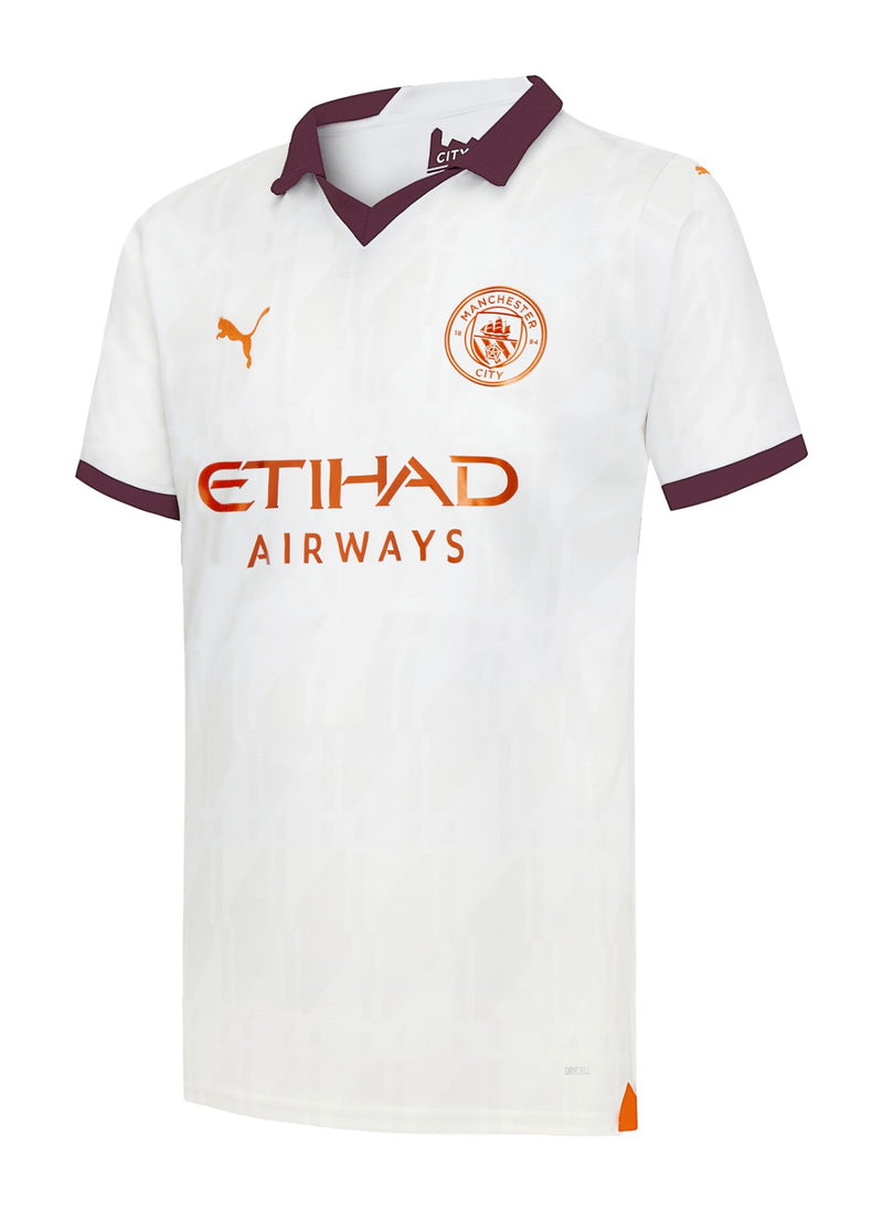Camisa Manchester City II 23/24 - Torcedor Puma Masculina - Branca com detalhes em vinho