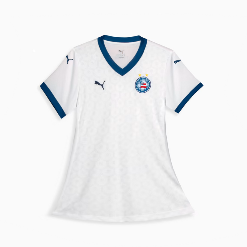 Camisa Bahia I 25/26 - Torcedor Puma Feminina - Branca com detalhes em azul