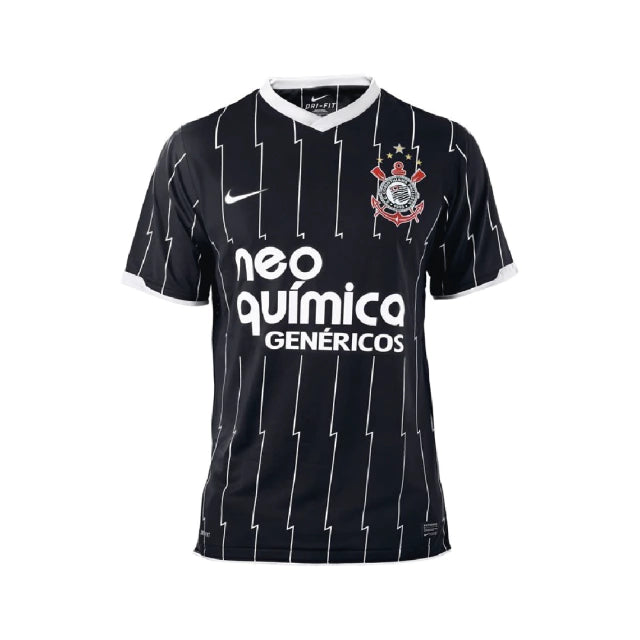 Camisa Corinthians Retro 11/12 - Torcedor Nike Masculina - Preta com linhas brancas