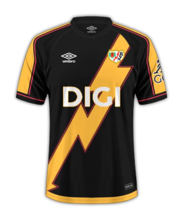 Camisa Rayo Vallecano IlI 25/26 - Torcedor Umbro Masculina - preto e amarelo